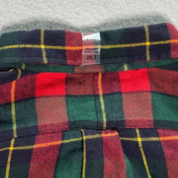 Polo Ralph Lauren Classic Fit Flannel Shirt Red Green Plaid Pony XXLT / 2XLT - Picture 6 of 8